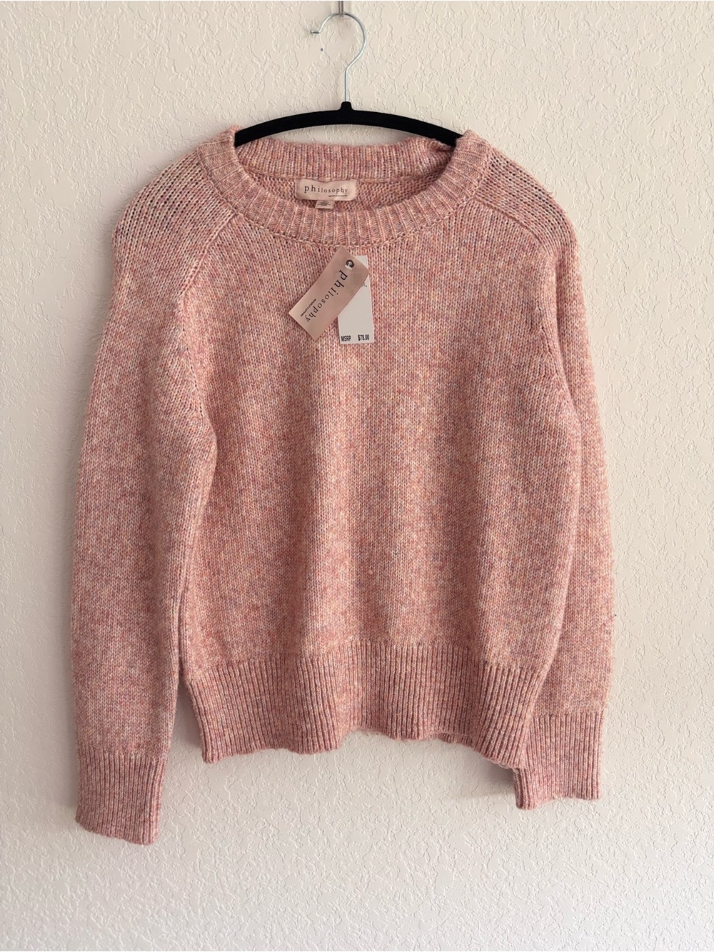 Philosophy Republic Clothing Pink Marled Knit Sweater NWT Small